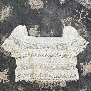 NWOT Free People One Amelie Crochet Lace Top